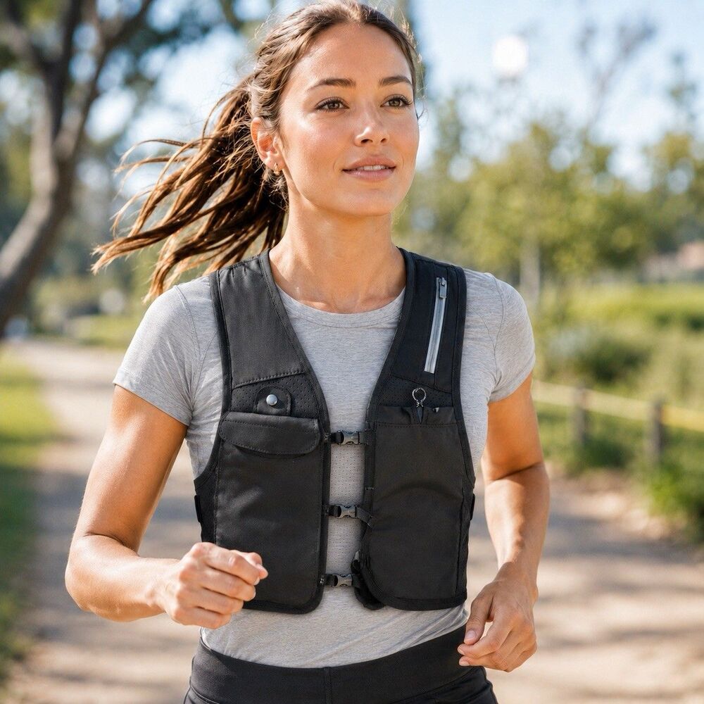 ZELUOT Running Belt Vest XS/S Black Soft Flask Reflective Adjustable